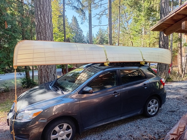 Picture of the skinned boat on my Toyota Matrix, which it is longer than and almost as wide as.